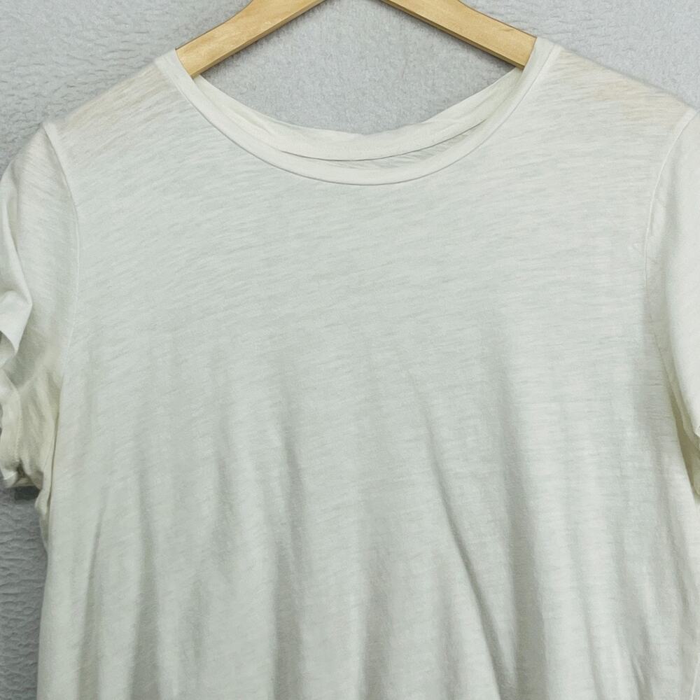 EILEEN FISHER Top M Organic Cotton Slub Jersey Crewneck Short Sleeve Basic White - Picture 2 of 10